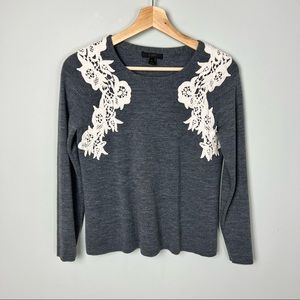 J. Crew Merino Wool Sweater with Embroidered Appliqué